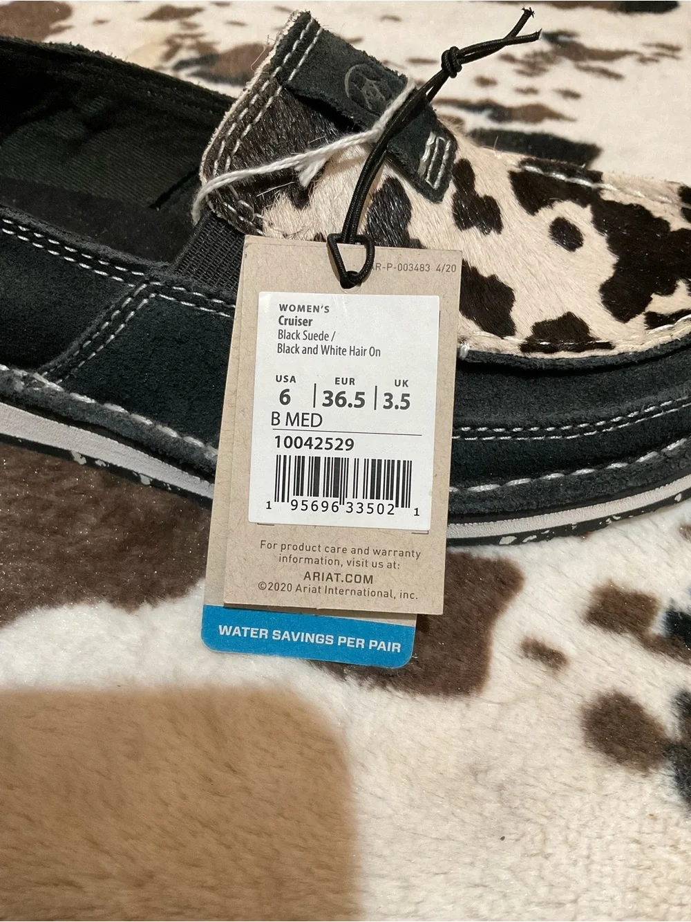Ariat Black & White Cowhide Slip-On Loafer